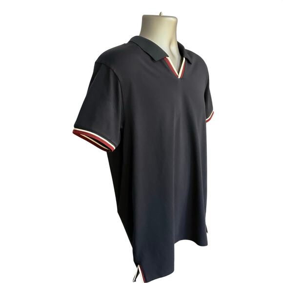 Mark Asher New York Blue Split V-Neck Short Sleeve Casual Polo Size L - Picture 3 of 8